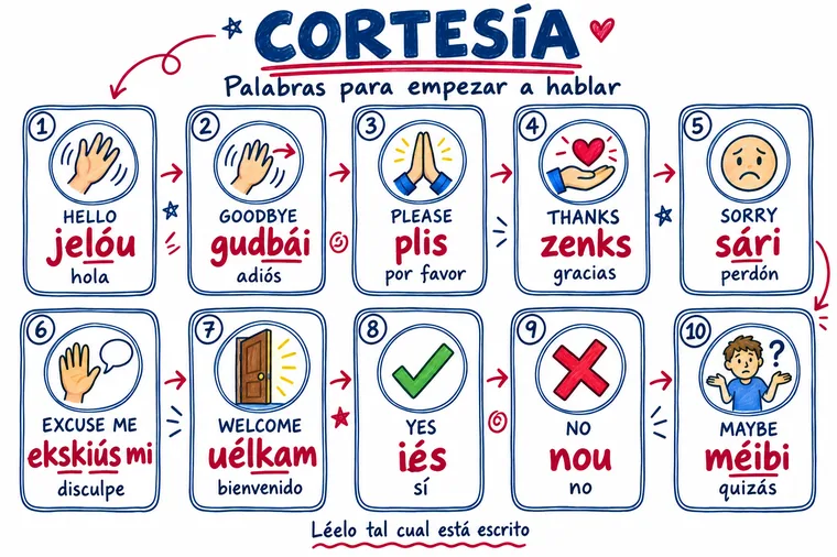 Mapa visual de Cortesía: el inglés, cómo se dice y su significado