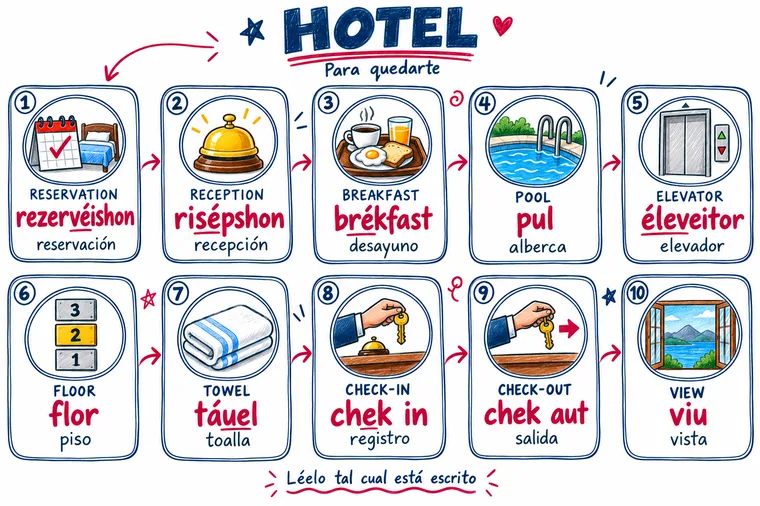Mapa visual de Hotel: el inglés, cómo se dice y su significado