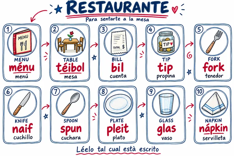 Mapa visual de Restaurante: el inglés, cómo se dice y su significado