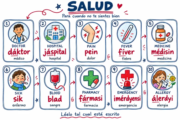 Mapa visual de Salud: el inglés, cómo se dice y su significado